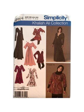 Simplicity 2774 Khaliah Ali Collection Sewing Pattern Tunics Dresses Sz 20W-28W